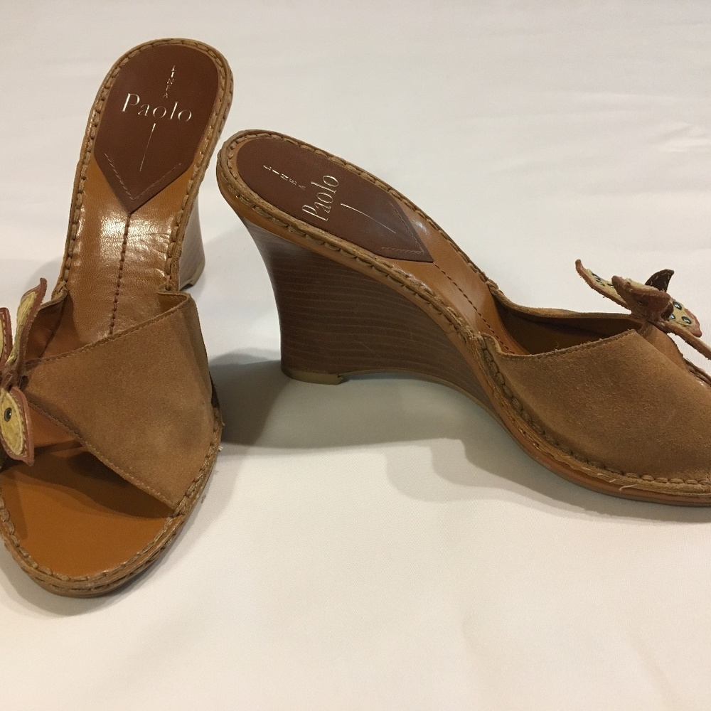 Linea Paolo Suede Butterfly Wedge Sandals